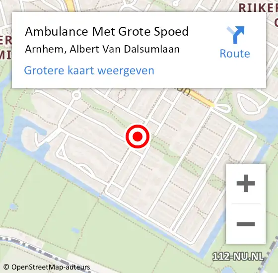 Locatie op kaart van de 112 melding: Ambulance Met Grote Spoed Naar Arnhem, Albert Van Dalsumlaan op 21 juni 2018 14:14