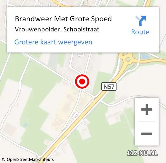 Locatie op kaart van de 112 melding: Brandweer Met Grote Spoed Naar Vrouwenpolder, Schoolstraat op 21 juni 2018 14:28