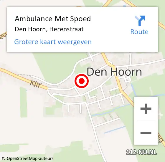 Locatie op kaart van de 112 melding: Ambulance Met Spoed Naar Den Hoorn, Herenstraat op 21 juni 2018 14:32