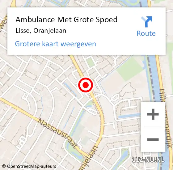 Locatie op kaart van de 112 melding: Ambulance Met Grote Spoed Naar Lisse, Oranjelaan op 21 juni 2018 15:03