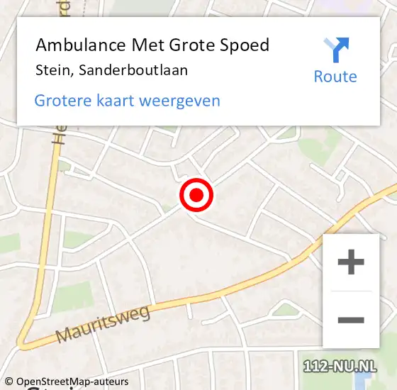 Locatie op kaart van de 112 melding: Ambulance Met Grote Spoed Naar Stein, Sanderboutlaan op 21 juni 2018 16:21