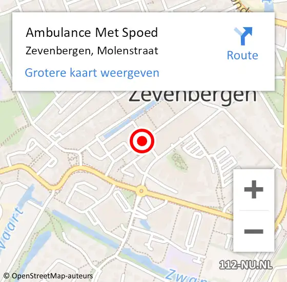 Locatie op kaart van de 112 melding: Ambulance Met Spoed Naar Zevenbergen, Molenstraat op 21 juni 2018 16:27
