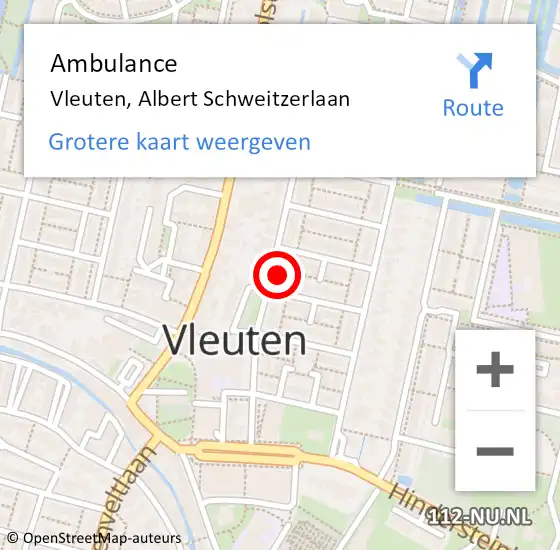 Locatie op kaart van de 112 melding: Ambulance Vleuten, Albert Schweitzerlaan op 21 juni 2018 16:33