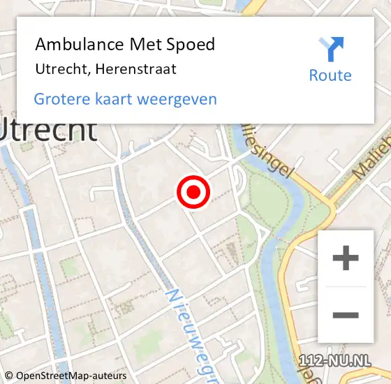 Locatie op kaart van de 112 melding: Ambulance Met Spoed Naar Utrecht, Herenstraat op 21 juni 2018 16:34