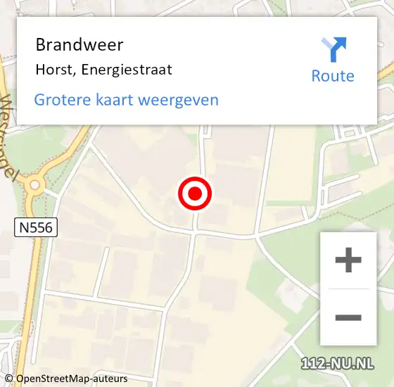 Locatie op kaart van de 112 melding: Brandweer Horst, Energiestraat op 21 juni 2018 17:12