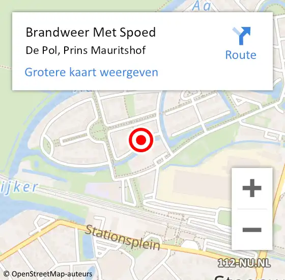 Locatie op kaart van de 112 melding: Brandweer Met Spoed Naar De Pol, Prins Mauritshof op 21 juni 2018 18:07