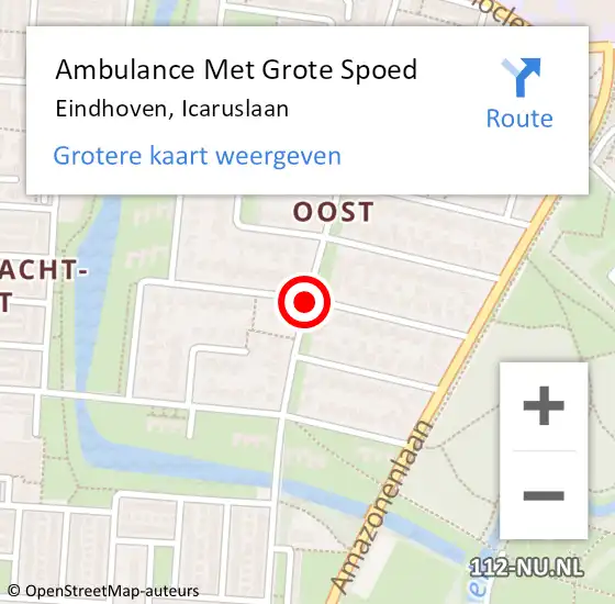 Locatie op kaart van de 112 melding: Ambulance Met Grote Spoed Naar Eindhoven, Icaruslaan op 21 juni 2018 18:26