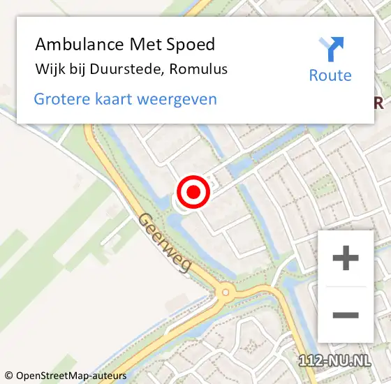 Locatie op kaart van de 112 melding: Ambulance Met Spoed Naar Wijk bij Duurstede, Romulus op 21 juni 2018 18:40