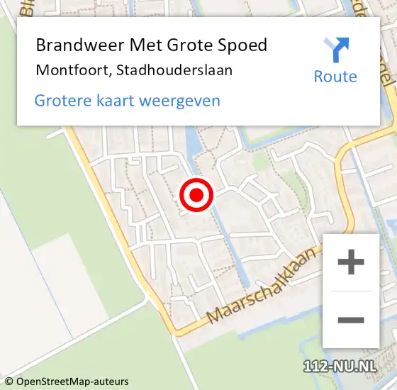 Locatie op kaart van de 112 melding: Brandweer Met Grote Spoed Naar Montfoort, Stadhouderslaan op 21 juni 2018 19:50