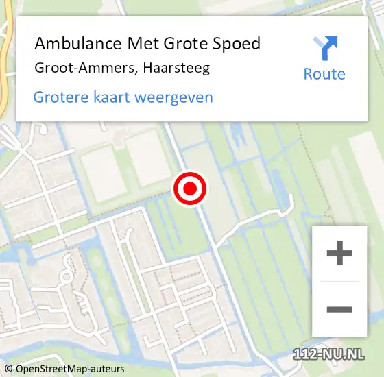 Locatie op kaart van de 112 melding: Ambulance Met Grote Spoed Naar Groot-Ammers, Haarsteeg op 21 juni 2018 19:52