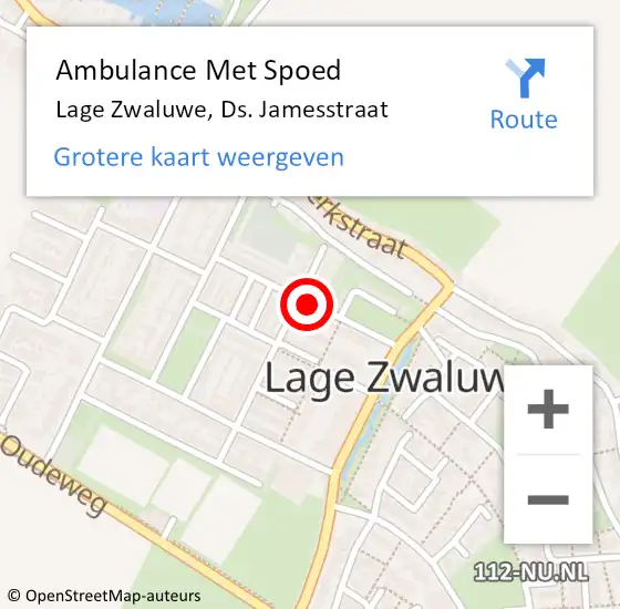 Locatie op kaart van de 112 melding: Ambulance Met Spoed Naar Lage Zwaluwe, Ds. Jamesstraat op 21 juni 2018 20:03