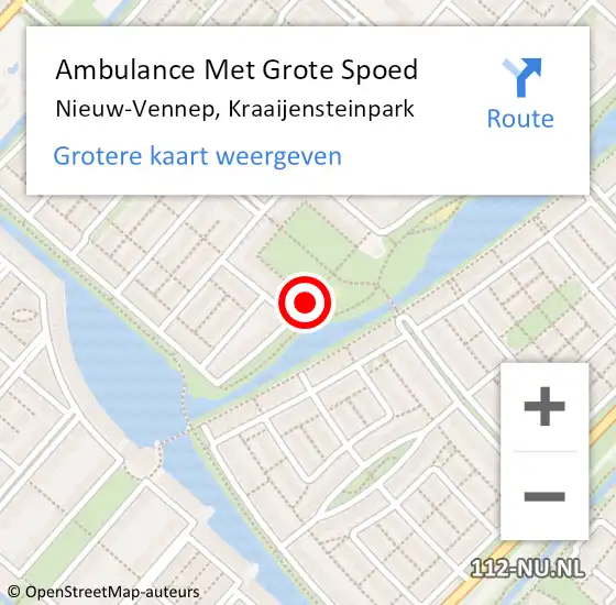 Locatie op kaart van de 112 melding: Ambulance Met Grote Spoed Naar Nieuw-Vennep, Kraaijensteinpark op 21 juni 2018 20:27