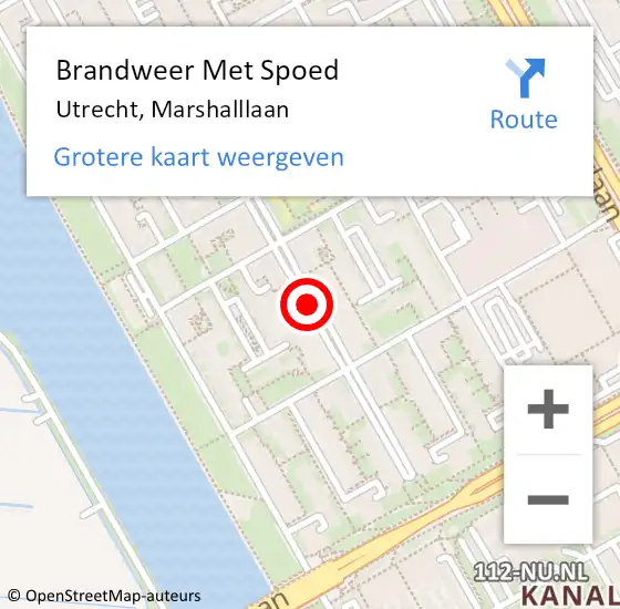 Locatie op kaart van de 112 melding: Brandweer Met Spoed Naar Utrecht, Marshalllaan op 21 juni 2018 21:21