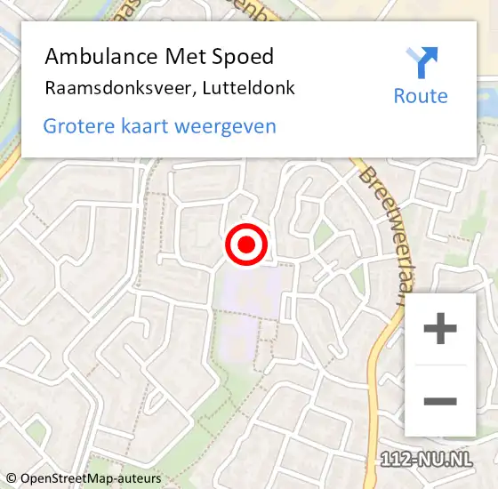 Locatie op kaart van de 112 melding: Ambulance Met Spoed Naar Raamsdonksveer, Lutteldonk op 21 juni 2018 21:29