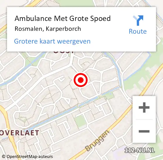 Locatie op kaart van de 112 melding: Ambulance Met Grote Spoed Naar Rosmalen, Karperborch op 21 juni 2018 21:52