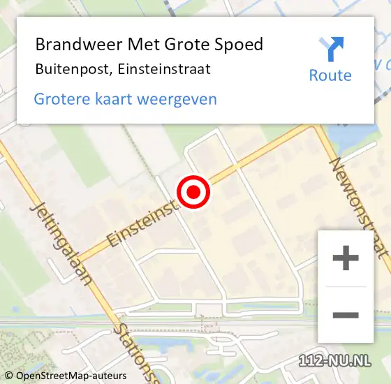 Locatie op kaart van de 112 melding: Brandweer Met Grote Spoed Naar Buitenpost, Einsteinstraat op 21 juni 2018 22:58