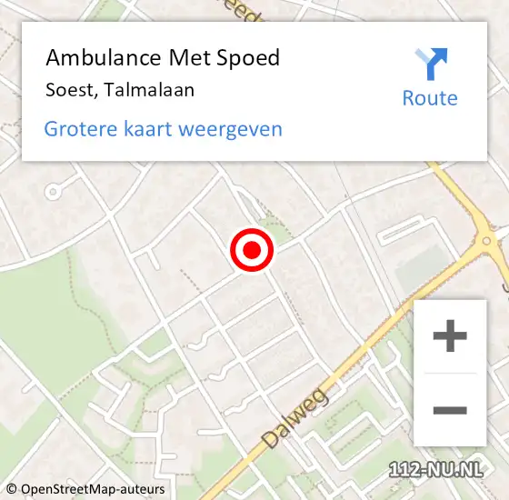 Locatie op kaart van de 112 melding: Ambulance Met Spoed Naar Soest, Talmalaan op 21 juni 2018 23:10