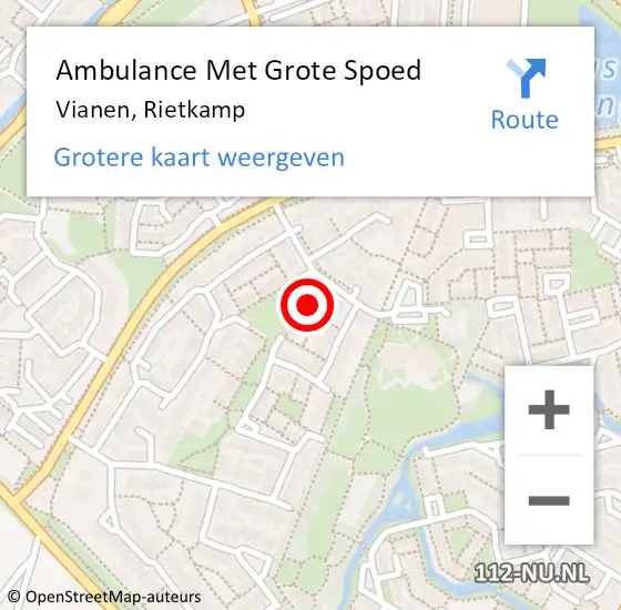 Locatie op kaart van de 112 melding: Ambulance Met Grote Spoed Naar Vianen, Rietkamp op 22 juni 2018 00:09