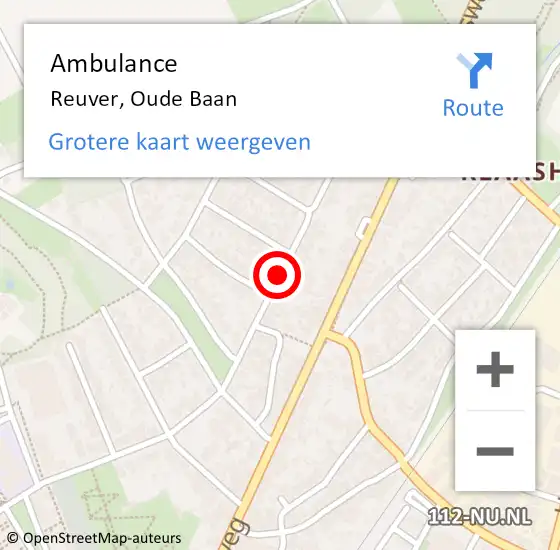 Locatie op kaart van de 112 melding: Ambulance Reuver, Oude Baan op 22 juni 2018 00:14