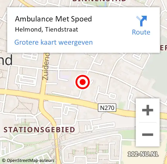 Locatie op kaart van de 112 melding: Ambulance Met Spoed Naar Helmond, Tiendstraat op 22 juni 2018 01:02