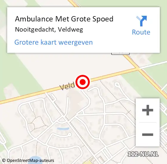 Locatie op kaart van de 112 melding: Ambulance Met Grote Spoed Naar Nooitgedacht, Veldweg op 22 juni 2018 03:16