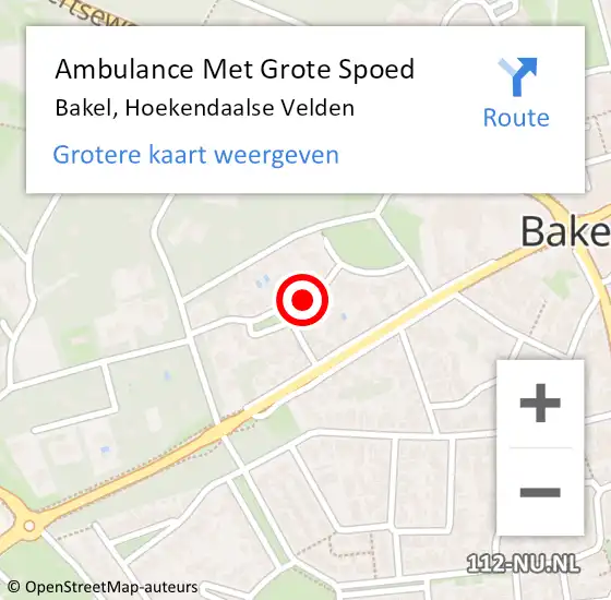 Locatie op kaart van de 112 melding: Ambulance Met Grote Spoed Naar Bakel, Hoekendaalse Velden op 22 juni 2018 04:18