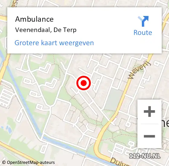 Locatie op kaart van de 112 melding: Ambulance Veenendaal, De Terp op 22 juni 2018 04:18