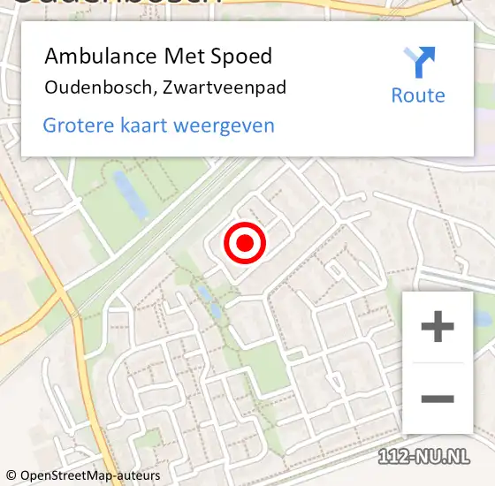 Locatie op kaart van de 112 melding: Ambulance Met Spoed Naar Oudenbosch, Zwartveenpad op 22 juni 2018 04:20