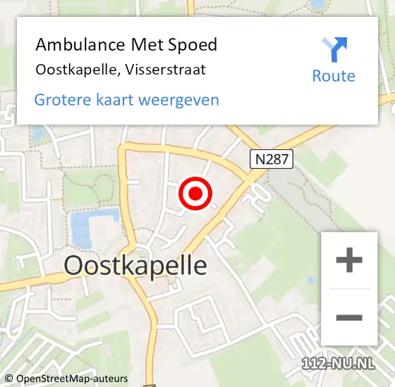 Locatie op kaart van de 112 melding: Ambulance Met Spoed Naar Oostkapelle, Visserstraat op 22 juni 2018 05:47