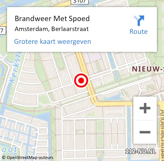 Locatie op kaart van de 112 melding: Brandweer Met Spoed Naar Amsterdam, Berlaarstraat op 22 juni 2018 06:12