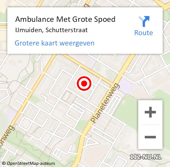 Locatie op kaart van de 112 melding: Ambulance Met Grote Spoed Naar IJmuiden, Schutterstraat op 22 juni 2018 06:44