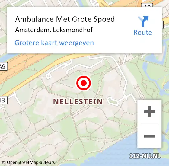Locatie op kaart van de 112 melding: Ambulance Met Grote Spoed Naar Amsterdam, Leksmondhof op 22 juni 2018 06:47