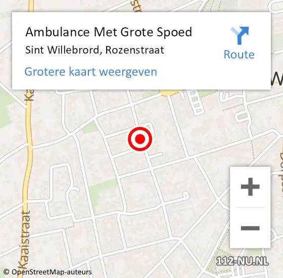 Locatie op kaart van de 112 melding: Ambulance Met Grote Spoed Naar Sint Willebrord, Rozenstraat op 22 juni 2018 06:51