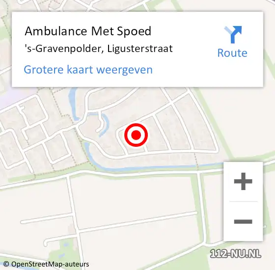 Locatie op kaart van de 112 melding: Ambulance Met Spoed Naar 's-Gravenpolder, Ligusterstraat op 22 juni 2018 07:04