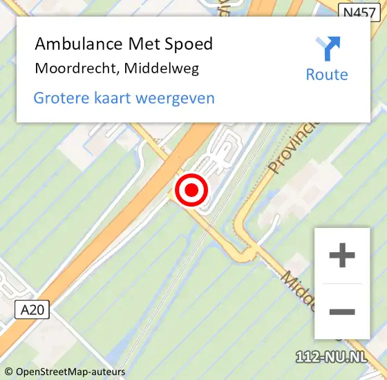 Locatie op kaart van de 112 melding: Ambulance Met Spoed Naar Moordrecht, Middelweg op 22 juni 2018 07:04