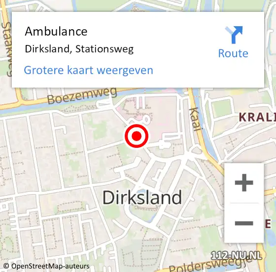 Locatie op kaart van de 112 melding: Ambulance Dirksland, Stationsweg op 22 juni 2018 07:04