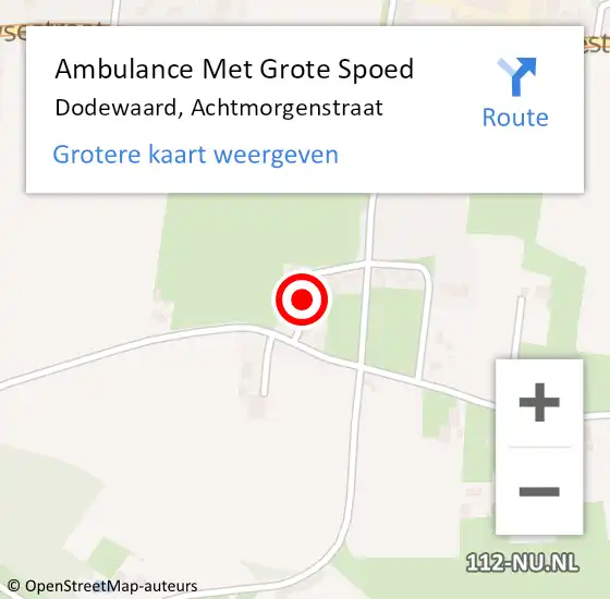 Locatie op kaart van de 112 melding: Ambulance Met Grote Spoed Naar Dodewaard, Achtmorgenstraat op 22 juni 2018 07:16