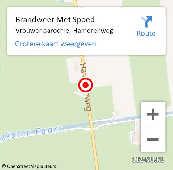 Locatie op kaart van de 112 melding: Brandweer Met Spoed Naar Vrouwenparochie, Hamerenweg op 22 juni 2018 07:26