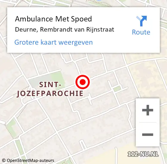 Locatie op kaart van de 112 melding: Ambulance Met Spoed Naar Deurne, Rembrandt van Rijnstraat op 22 juni 2018 07:35