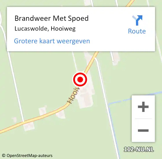 Locatie op kaart van de 112 melding: Brandweer Met Spoed Naar Lucaswolde, Hooiweg op 22 juni 2018 08:27