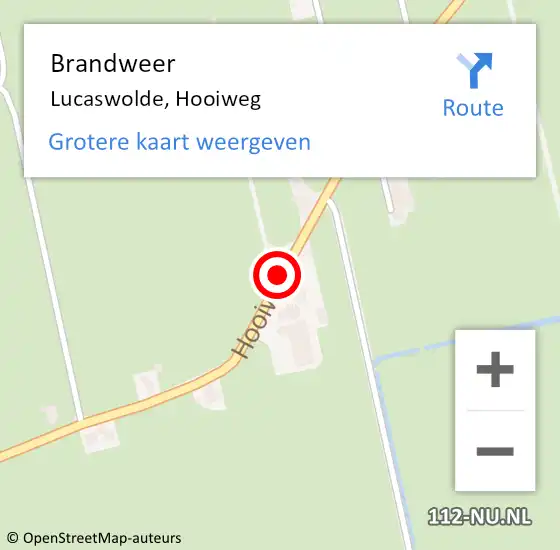 Locatie op kaart van de 112 melding: Brandweer Lucaswolde, Hooiweg op 22 juni 2018 08:32