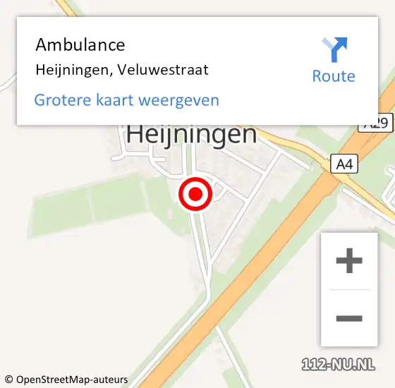 Locatie op kaart van de 112 melding: Ambulance Heijningen, Veluwestraat op 22 juni 2018 08:45