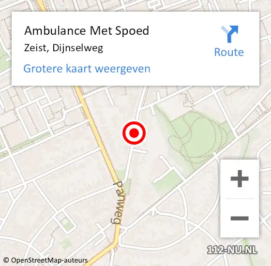 Locatie op kaart van de 112 melding: Ambulance Met Spoed Naar Zeist, Dijnselweg op 22 juni 2018 09:17