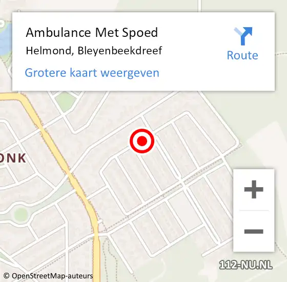 Locatie op kaart van de 112 melding: Ambulance Met Spoed Naar Helmond, Bleyenbeekdreef op 22 juni 2018 09:19