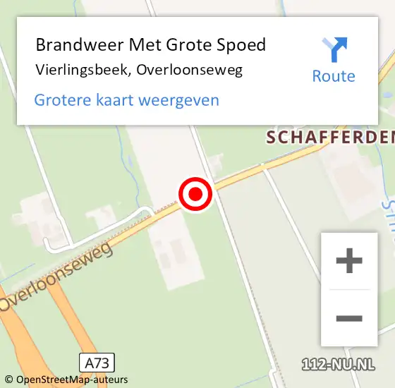 Locatie op kaart van de 112 melding: Brandweer Met Grote Spoed Naar Vierlingsbeek, Overloonseweg op 22 juni 2018 10:17