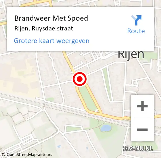 Locatie op kaart van de 112 melding: Brandweer Met Spoed Naar Rijen, Ruysdaelstraat op 22 juni 2018 10:20