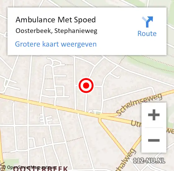 Locatie op kaart van de 112 melding: Ambulance Met Spoed Naar Oosterbeek, Stephanieweg op 22 juni 2018 10:31