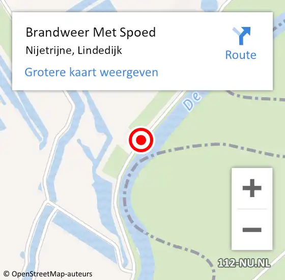 Locatie op kaart van de 112 melding: Brandweer Met Spoed Naar Nijetrijne, Lindedijk op 22 juni 2018 10:36