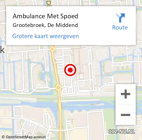 Locatie op kaart van de 112 melding: Ambulance Met Spoed Naar Grootebroek, De Middend op 22 juni 2018 10:44