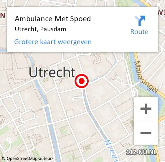 Locatie op kaart van de 112 melding: Ambulance Met Spoed Naar Utrecht, Pausdam op 22 juni 2018 11:27